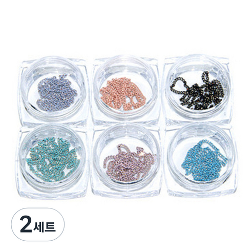 OpeRa 칼라 네일 사슬체인 6종세트, 핑크, 민트, 블루, 그레이, 퍼플, 블랙, 2세트