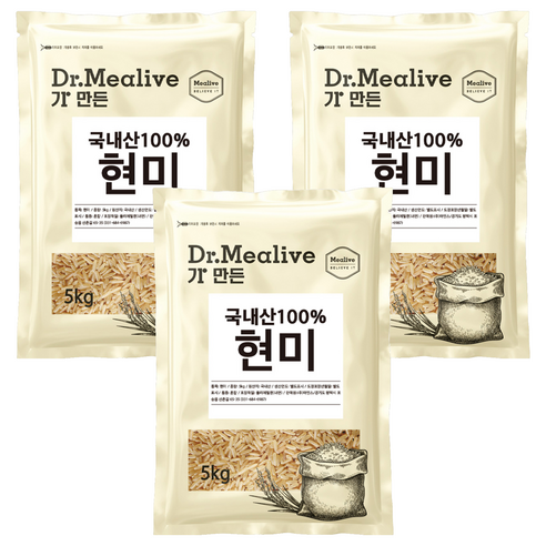 밀리브 현미, 5kg, 3개