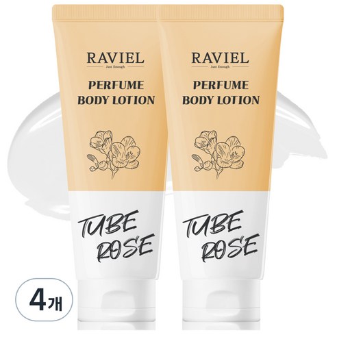 RAVIEL 밸런스드 케어 퍼퓸 바디로션 튜베로즈향, 4개, 200ml