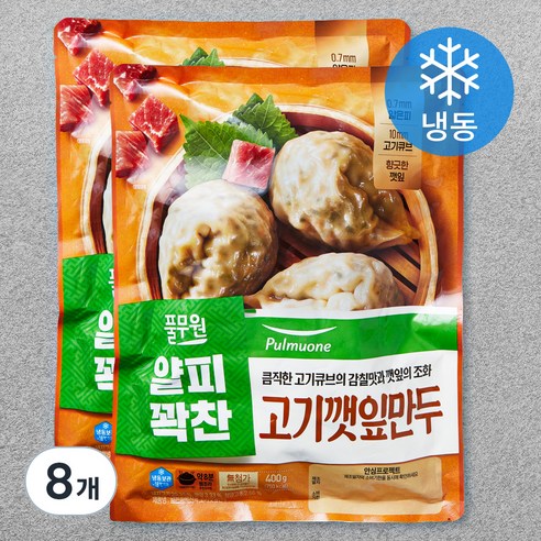 풀무원 얇은피 꽉찬속 고기깻잎만두 (냉동), 400g, 8개