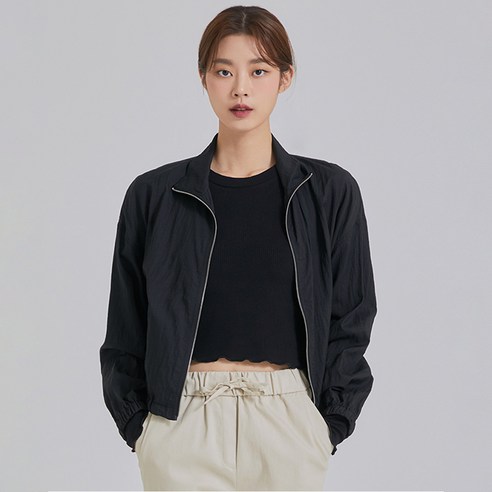 미쏘 여성용 밑단 디테일 하이넥 숏 점퍼