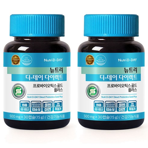 뉴트리디데이 다이렉트 프로바이오틱스 골드 플러스 병 유산균, 30정, 15g, 2개