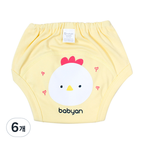 베이비앙 유아용 4중 방수 배변훈련팬티, 꼬꼬닭, 6개
