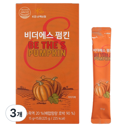 조은보담 비더에스 브이라인 진한 펌킨스틱 15p, 225g, 3개