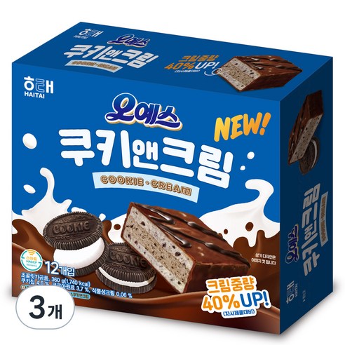 해태제과 오예스 쿠키 앤 크림, 360g, 2개