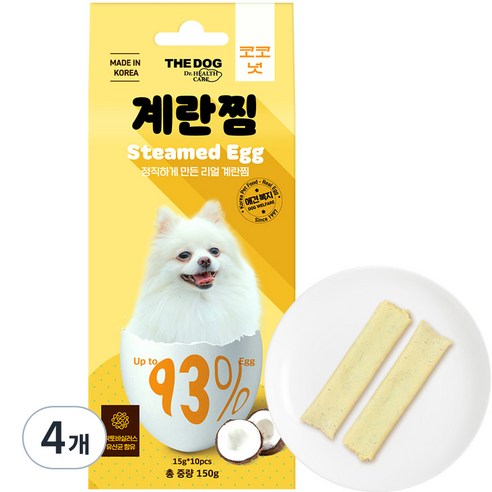 더독 강아지 계란찜 스틱 10p, 코코넛, 150g, 4개