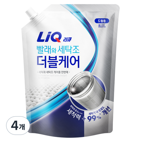 리큐 빨래와 세탁조 더블케어 드럼용 리필, 4개, 2.1L