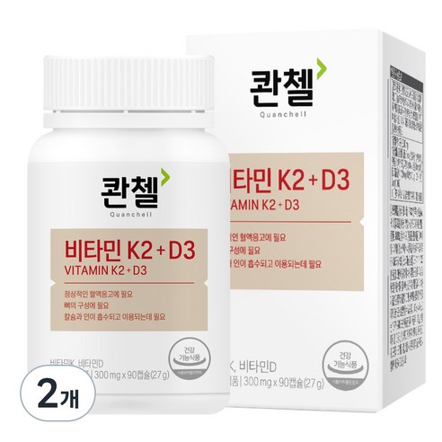 콴첼 비타민 K2 + D3, 90정, 2개