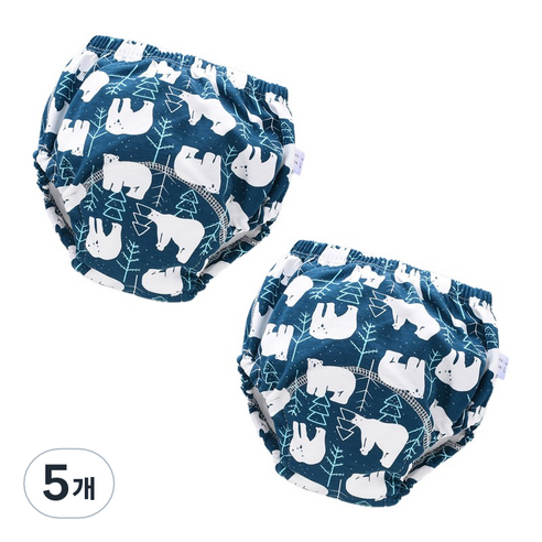 스타도어 유아용 큐트패턴 배변팬티 2p 세트, 백곰, 5개