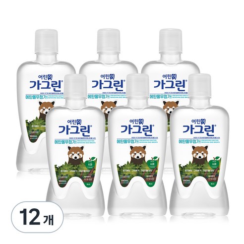 가그린 어린이용 구강청결제 사과향 캐릭터 랜덤발송, 380ml, 12개