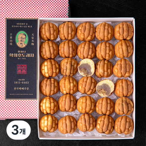 할머니학화호도과자 흰앙금 + 쇼핑백, 20g, 30개입, 3개
