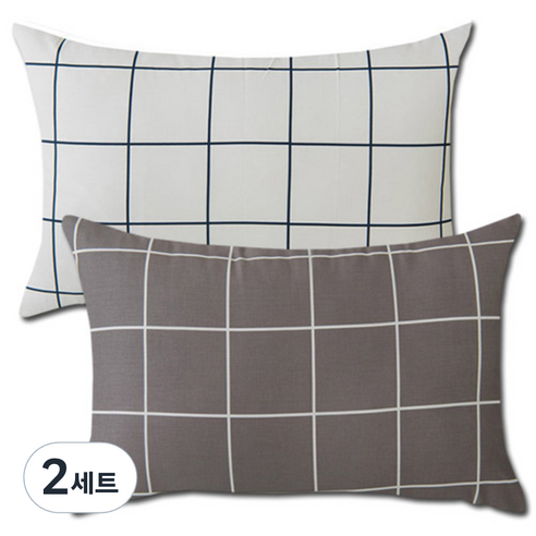 카니발 베개커버 2p + 솜 2p, 화이트N + 그레이, 2세트