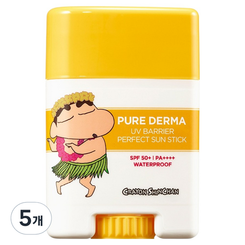 온더바디 퓨어더마 유브이 배리어 퍼펙트 선스틱 짱구 SPF50+ PA++++, 19g, 5개