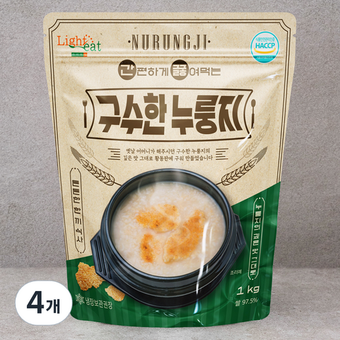 라이트잇 간편하게 끓여먹는 구수한 누룽지, 1kg, 4개