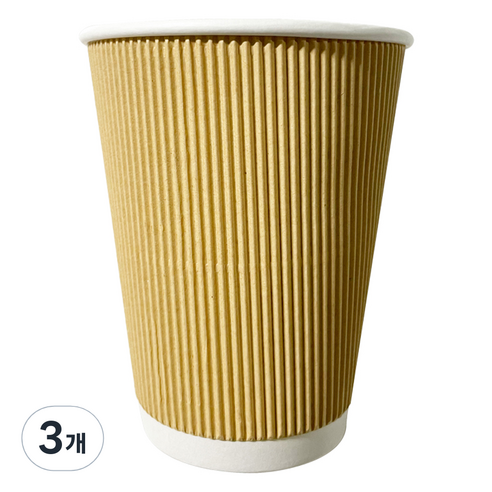 대한 3중 웨이브 크라프트 종이컵 340ml, 50개입, 3개