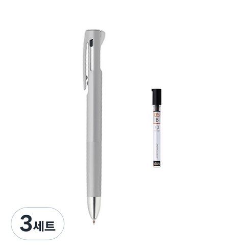 제브라 블렌 2+S 샤프 0.5mm + B샤프심, 그레이(샤프바디), 3세트