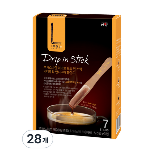 루카스나인 리저브 드립 인 스틱 과테말라 안티구아 블렌드 커피, 2.2g, 28개