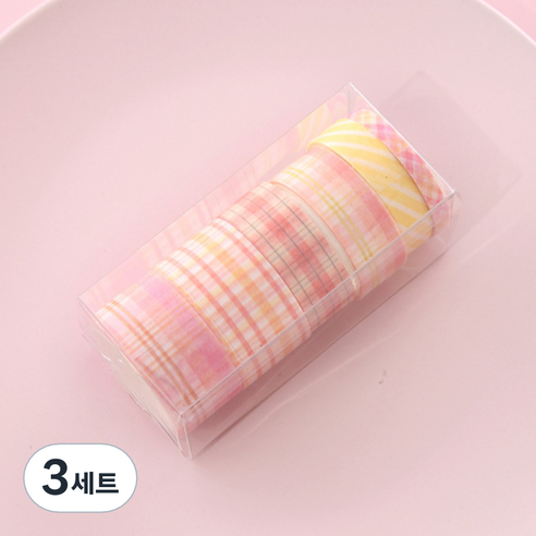 해피제이 다꾸 벽꾸미기 파스텔 체크 마스킹테이프 6종 세트, 3세트, 4 오렌지