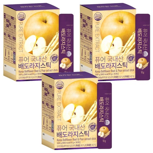 유기농마루 퓨어 국내산 배도라지청 스틱, 3개, 10g, 30개입