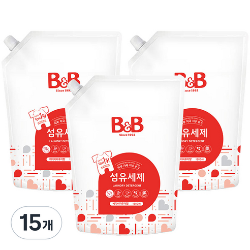 비앤비 베이비파우더향 섬유세제 1500ml 리필, 15개