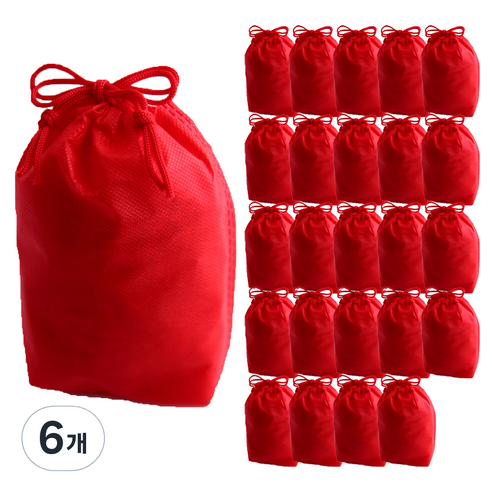 부직포 복주머니 더스트백 10 x 19 cm 25p, 레드, 6개