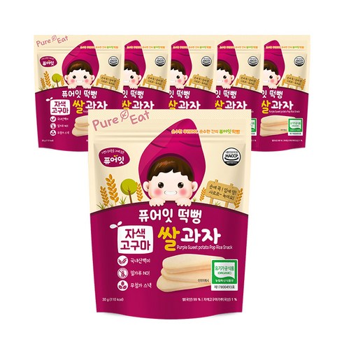 퓨어잇 떡뻥 쌀과자 30g, 자색고구마, 6개입