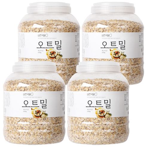 바른곡물 오트밀 PET 캐나다산, 1.8kg, 4개