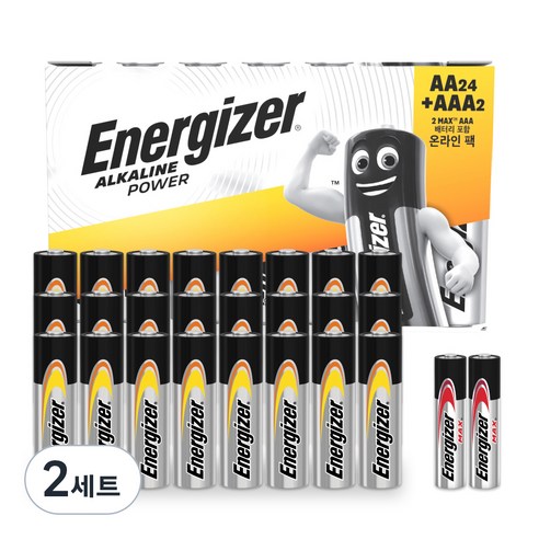 에너자이저 알카라인 파워 건전지 AA 24p + 맥스 AAA 2p, 2세트