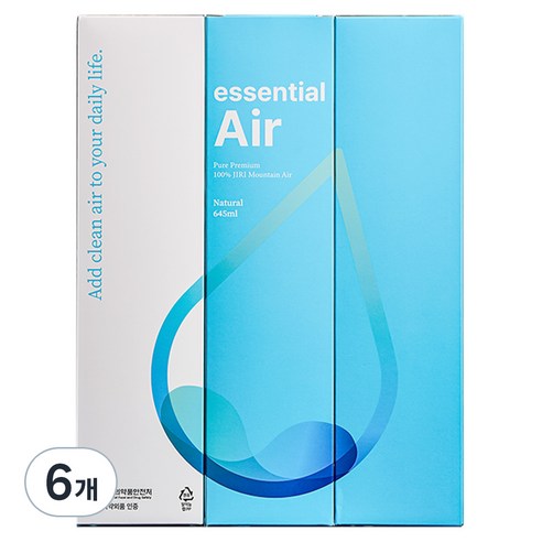 지리에어 산소캔 프리미엄 청정공기 대용량 휴대용 공기캔 에센셜에어 645ml, 6개