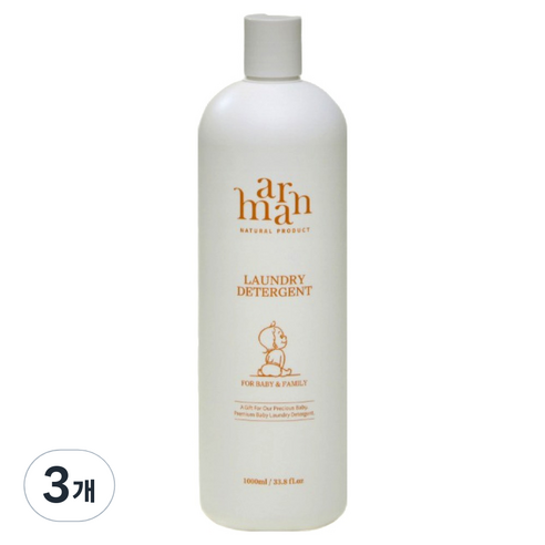 아르망 아기 세탁세제 무향, 1L, 3개