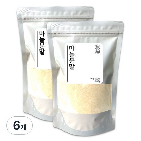 헬로우그린 국산 마늘 분말 팩, 300g, 6개