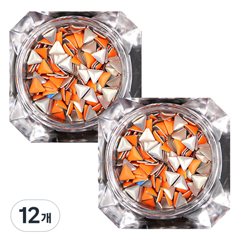 트라이앵글 네일 글리터 4mm, 오렌지, 12개