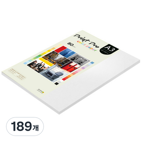 종이문화 프린트 프로 칼라 복사용지 No 30 스노우화이트 80g, A3, 189개