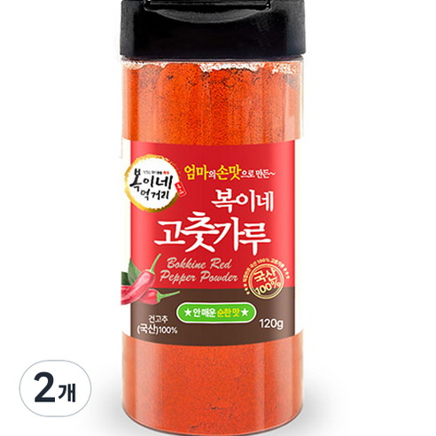 복이네먹거리 국산 순한맛 안매운 어린이 떡볶이소스용 고운고춧가루, 120g, 2개