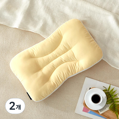 모던하우스 ON 부드럽고 낮은 목이 편안한 메쉬 경추베개, 옐로우, 2개