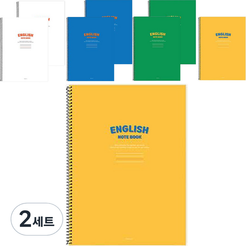 핑크풋 1500 비비드 영어노트 4종 x 2p 세트, WHITE + GREEN + BLUE + YELLOW, 2세트