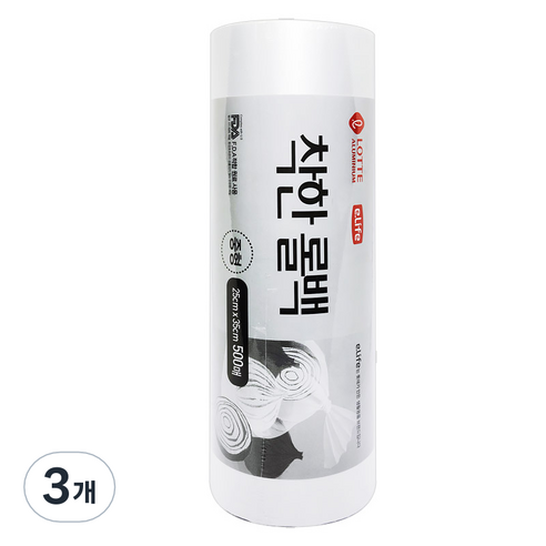 롯데이라이프 착한 롤백 25 x 35 cm 500p, 중(M), 500매입, 3개