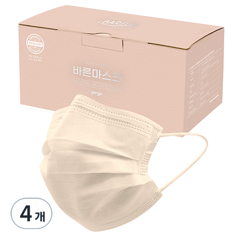 고르고 바른 마스크 대형 성인용, 50매입, 4개, 뉴트럴베이지