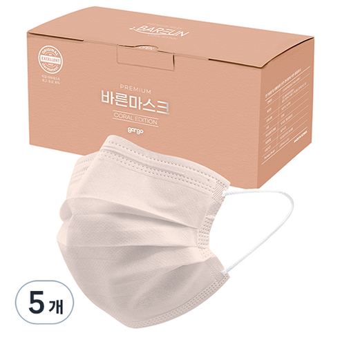 고르고 바른 마스크 대형, 50매입, 5개, 코랄