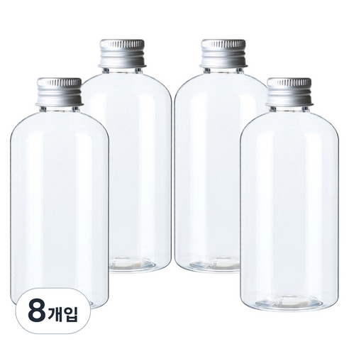 병도매닷컴 DTB250 투명 음료용기 알루미늄 실버캡, 250ml, 8개입
