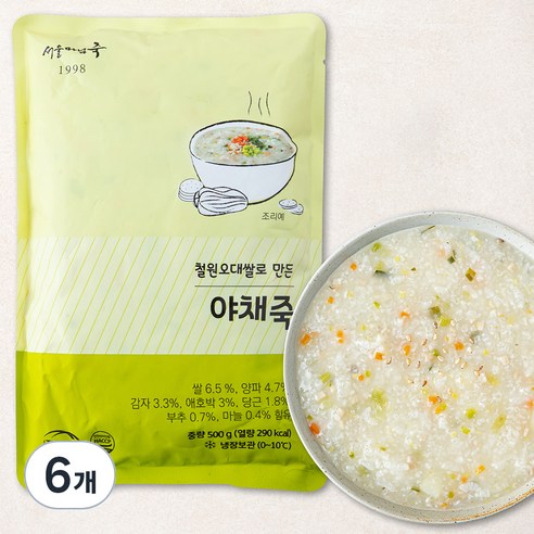 서울마님죽 야채죽 (냉장), 500g, 6개
