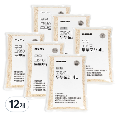 무무 고양이 두부모래, 4L, 12개