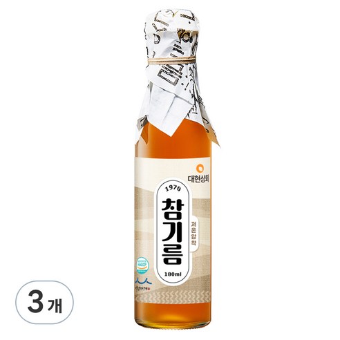 대현상회 저온압착 참기름, 3개, 180ml