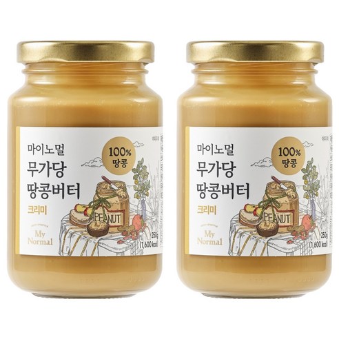 마이노멀 무가당 땅콩버터 100% 크리미, 250g, 2개