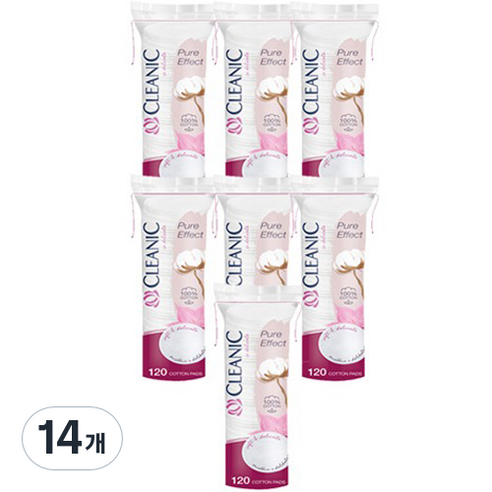 클레아닉 퓨어 이펙트 소프트 터치 화장솜, 120매입, 14개