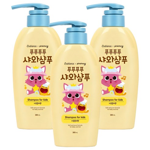 베비언스 핑크퐁 푸푸푸푸 샤와샴푸 자몽릴리향, 380ml, 3개