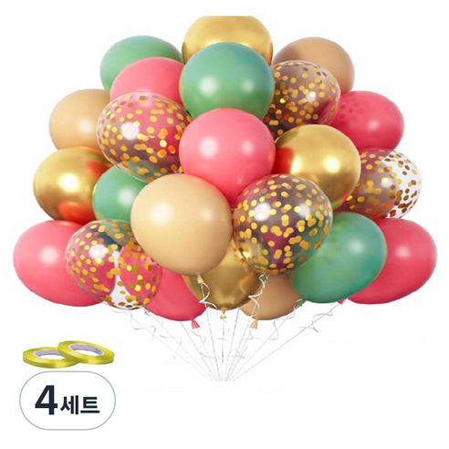 만들하비 컨페티 풍선 세트, 핑크그린, 4세트