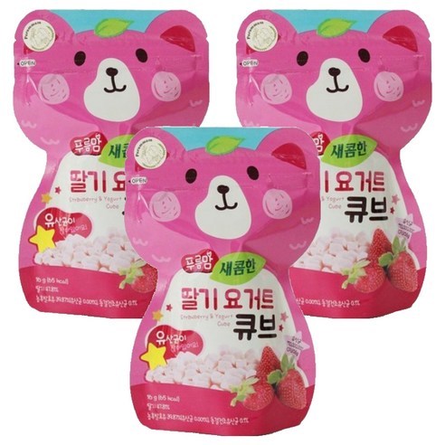오가닉스토리 푸름맘 요거트 큐브 16g, 3개, 새콤한 딸기맛
