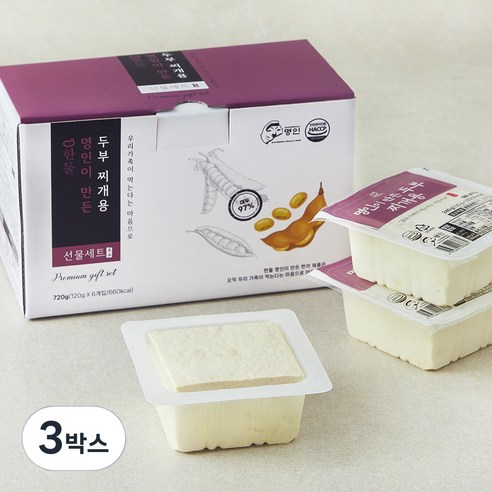 한둘 명인이 만든 두부 찌개용 6개입, 720g, 3박스