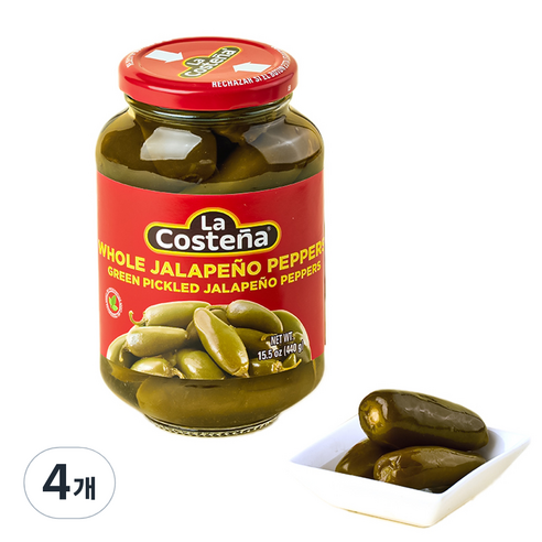 라코스테냐 홀 할라페뇨 페퍼, 440g, 4개